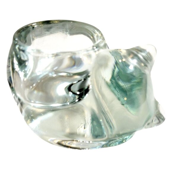 Vintage Indiana Glass Cat Votive Holder Clear Glass Sleeping Kitty Tealight Hold - Picture 5 of 11